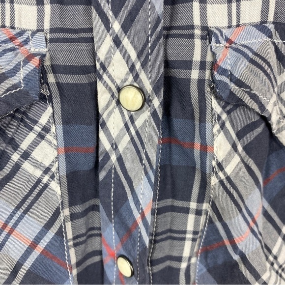 Denim & Supply Ralph Lauren Plaid Snap Down Shirt Small Blue Grey - Picture 7 of 12